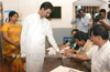 Mangalore: Polling begins on brisk note in DK ; Poojary, Nalin cast their vote